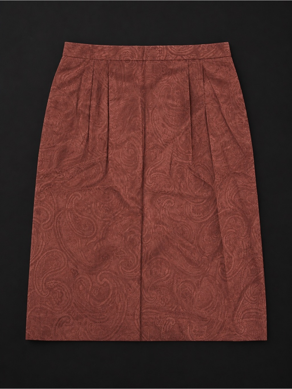 Tailored Paisley Pencil Skirt in Rust